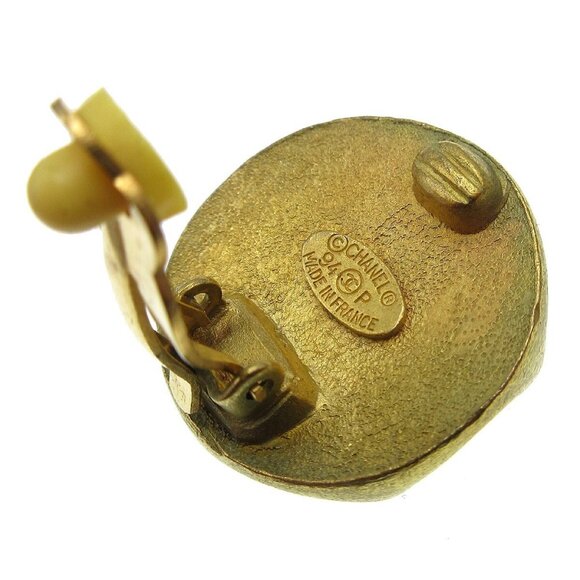 Chanel Button Earrings Black Clip-On - Picture 3 of 4